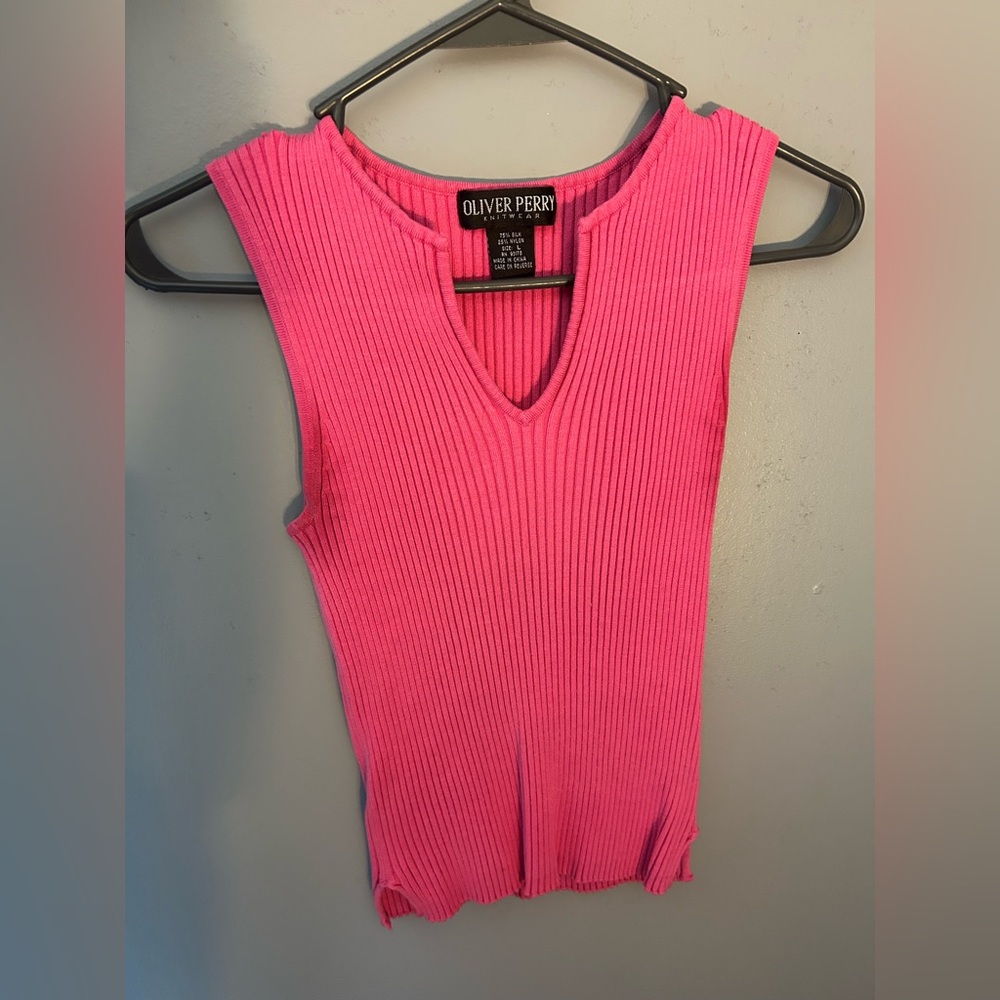 Vivid Pink Ribbed Tank Top